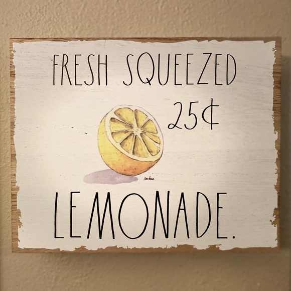 Rae Dunn 25 Cent Lemonade Wood Sign For Tabletops, Shelf or Wall, Lemon Sign - Picture 12 of 16